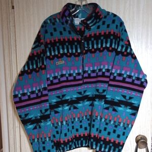 VINTAGE COLUMBIA Men’s Quarter Zip Geometric Print Fleece Pullover